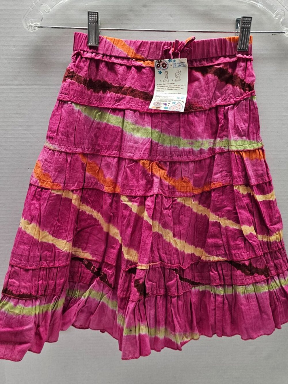 New The Childrens Place Girls Tie-Dye Tiered Skirt Multi Pink Ruffle Layered 8
